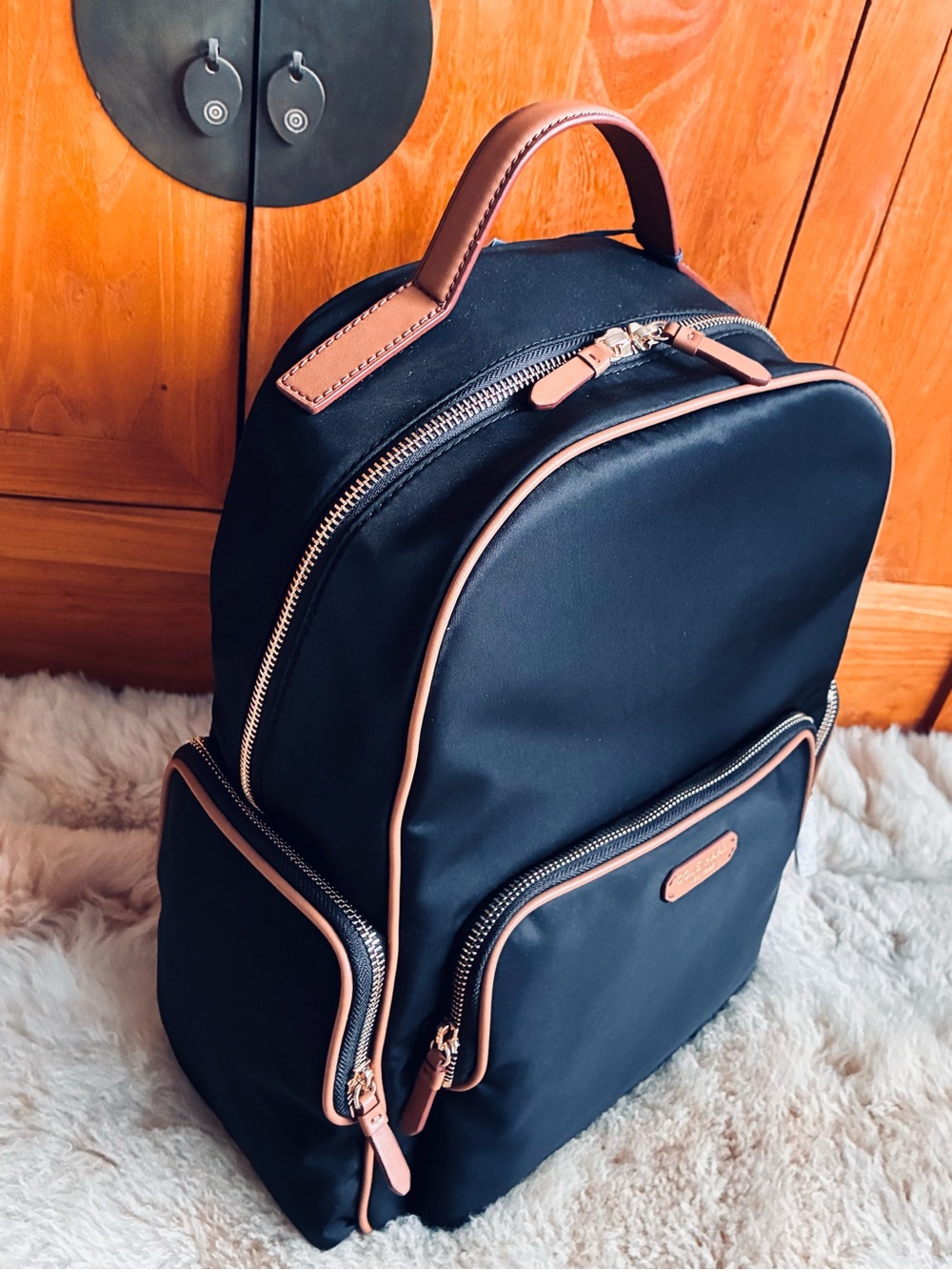 👨🏻💼Cole Haan Black Backpack with Tan Accents NWT - Picture 8 of 17